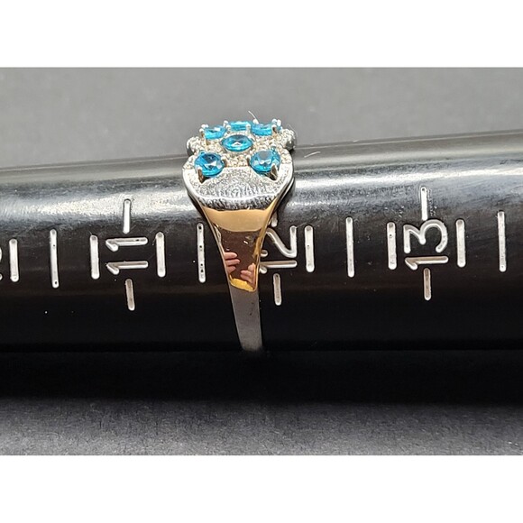 Large JTV Blue Topaz and Silver Cocktail Ring - Picture 5 of 5